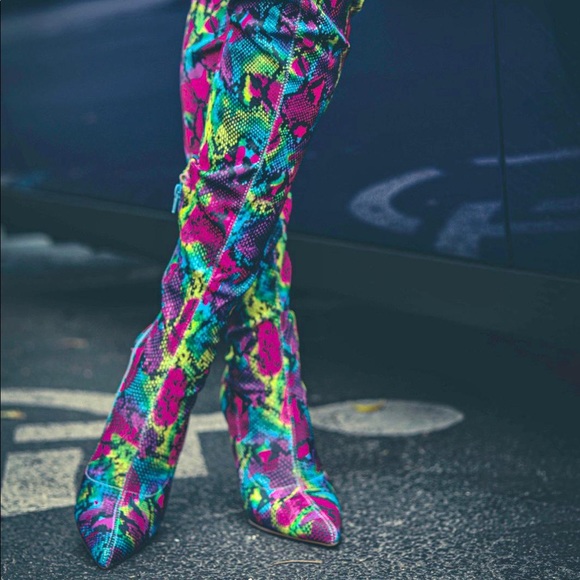 OVER THE KNEE SNAKE BOOTS MULTICOLOL FOR WOMEN'S - Picture 6 of 8
